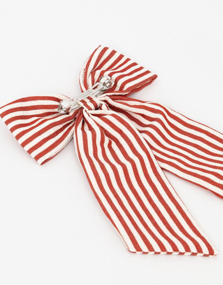Hebillas Francesas Estampado Hebilla Francesa Con Moño Rayado - Rojo Medio