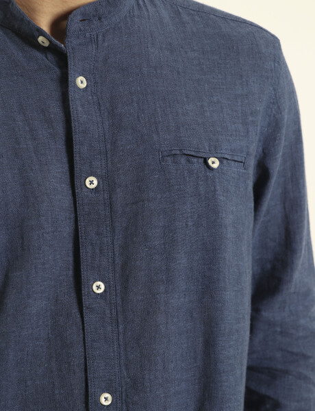 011954 CAMISA HARRINGTON LABEL LINO Azul