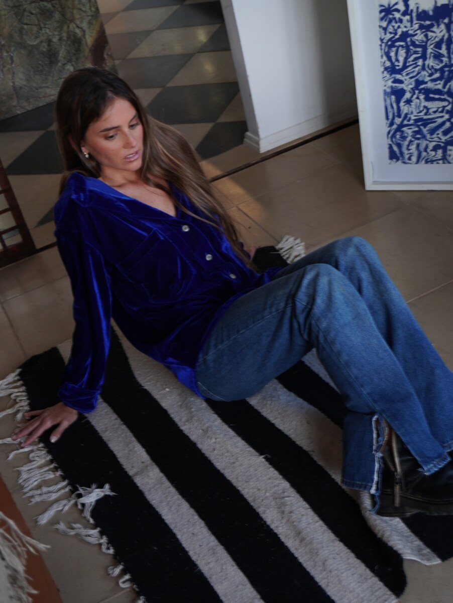 Velvet Shirt con Puño - Azul Francia 