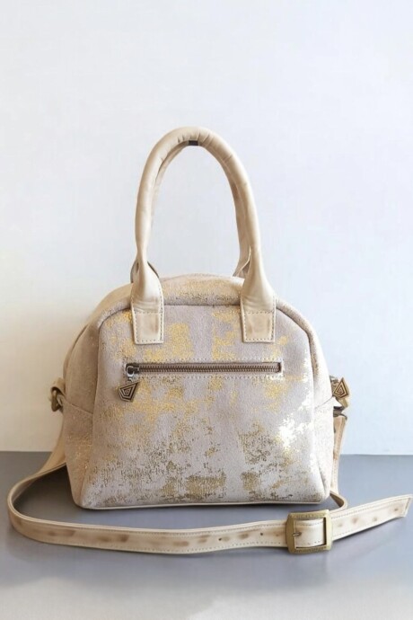 Cartera ISA Natural Y Jaspeado Dorado Con Arte Pintado A Mano
