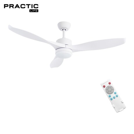 Ventilador de Techo Practic Life FS52011 con Luz LED y Control Remoto Blanco