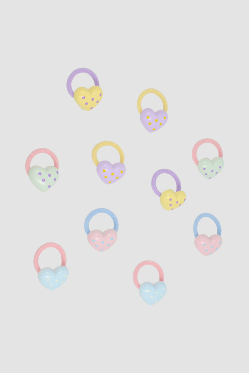 Set de gomitas corazon para el pelo - Surtidos 