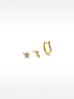 Set De Pendientes Con Circonitas - Plata De Ley 925 dorado