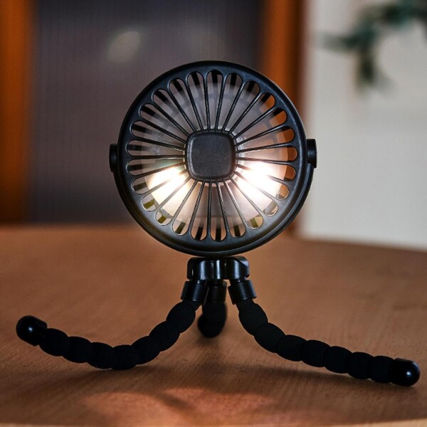 Ventilador Portatil Recargable Tripode Escritorio Mesa 3 Vel Variante Color Negro
