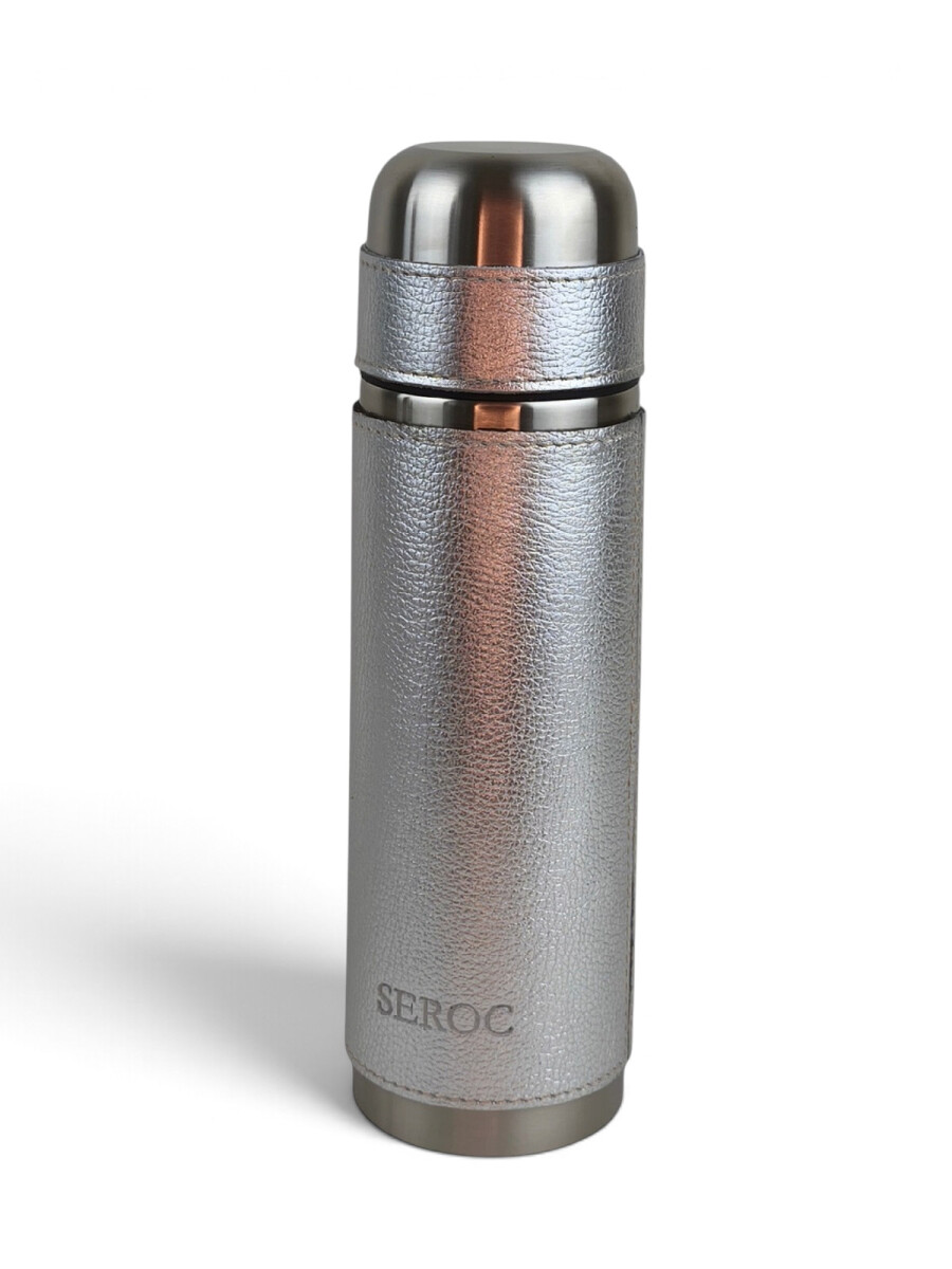 Termo forrado en cuero de 750ml - Plateado 