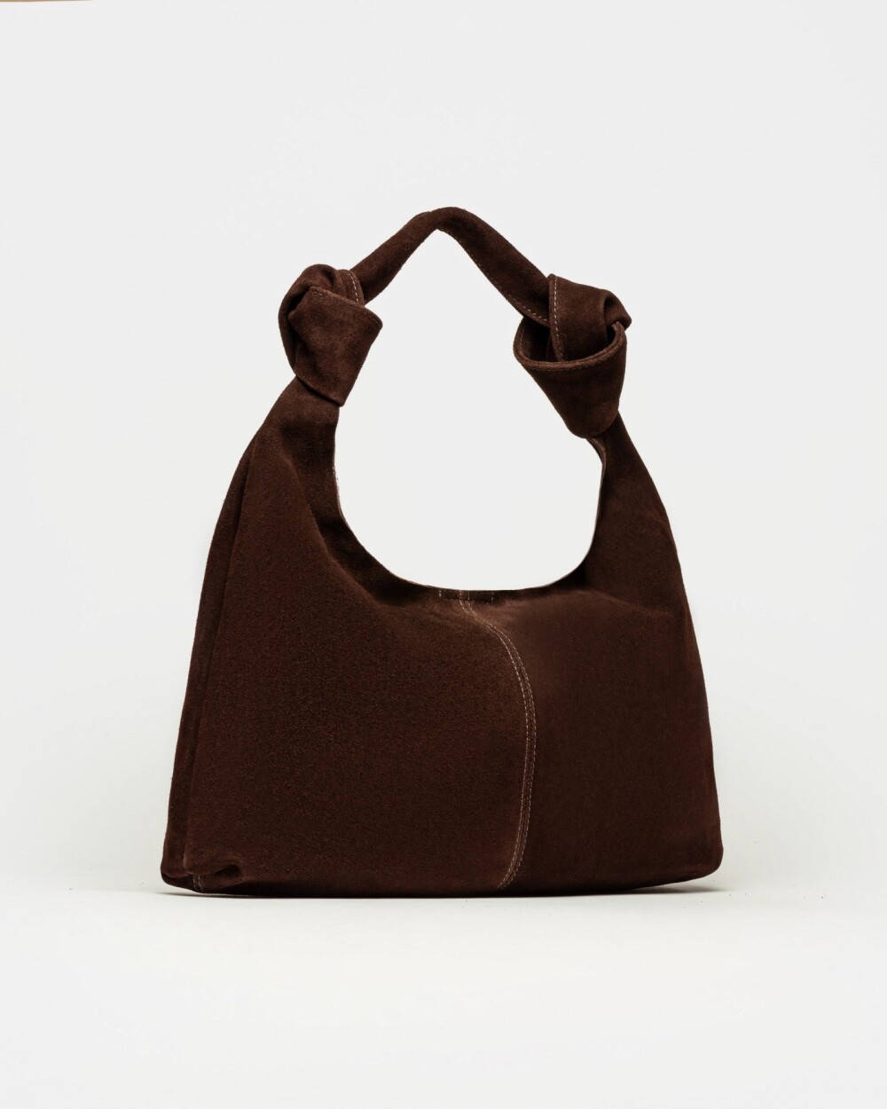 Cartera al hombro Juana en Cuero Gamuza Chocolate
