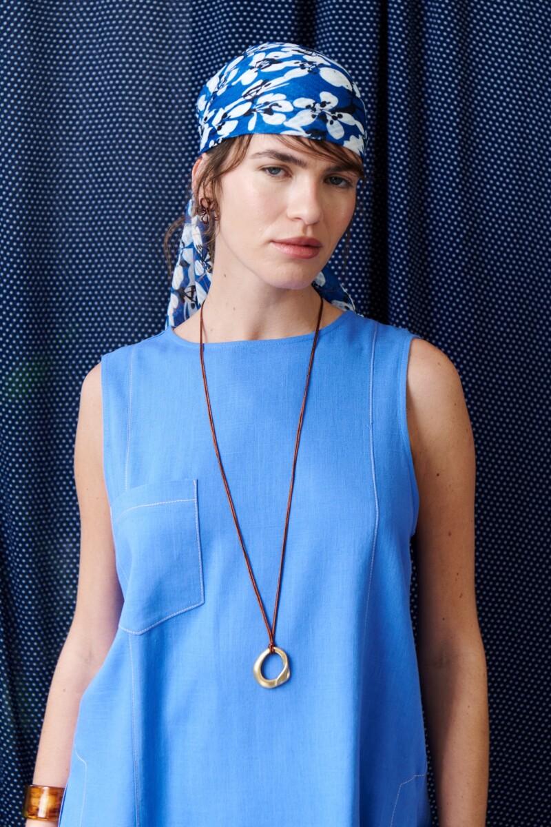 TOP LINO POCKET AZUL