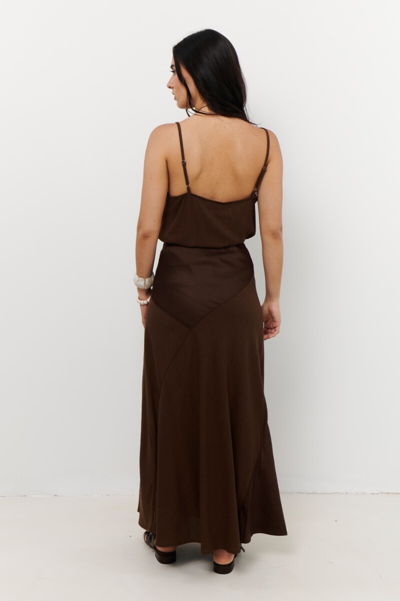 FALDA LINO SATEN MARRON