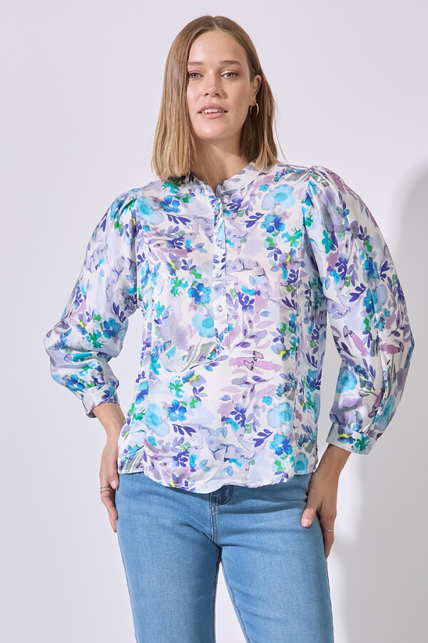 Blusa Saten Flores MULTI/LAVANDA