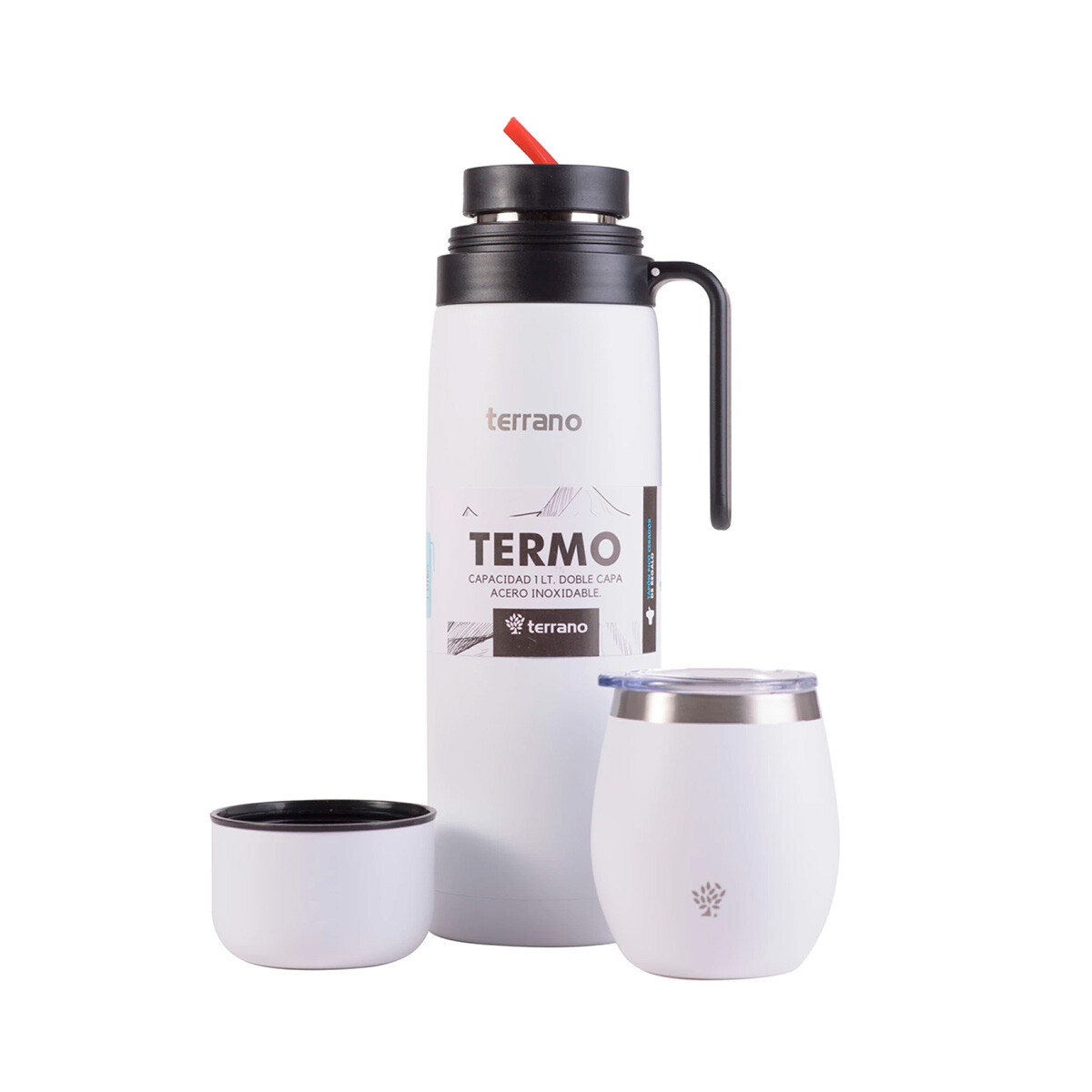 Kit Terrano Termo + Mate con Tapa - BLANCO 