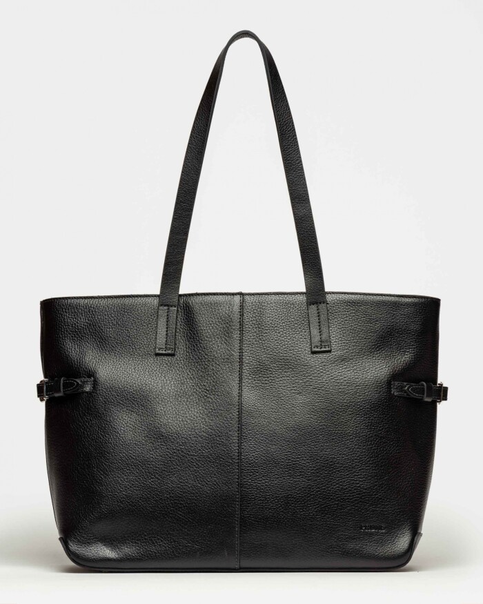 Bolso Sophie en cuero curtido natural Negro