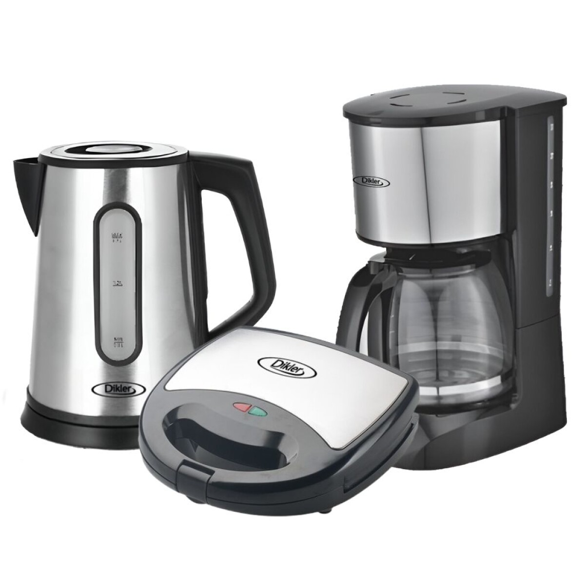 COMBO DIKLER: Jarra eléctrica H-35 + Cafetera H-10 + Sandwichera H-30 