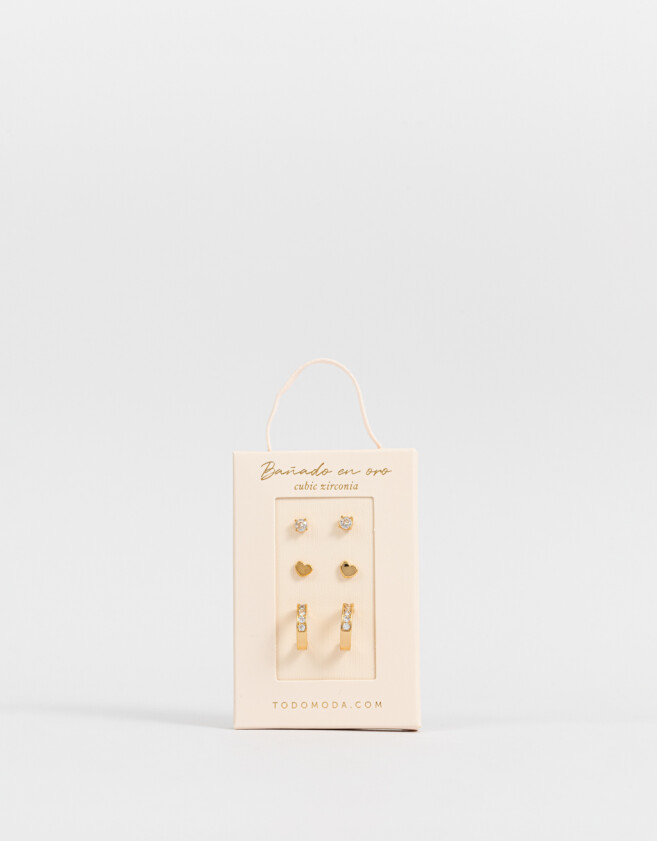 Aros Sets Con cubic zirconia Set De Aros Oro Zirconia - Dorado