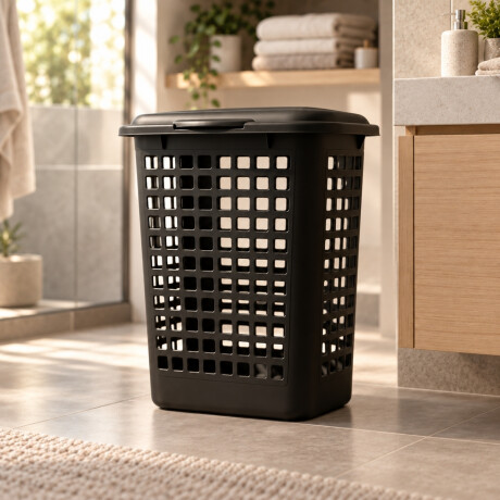 Cesto ecológico para ropa con tapa 60 lts NEGRO