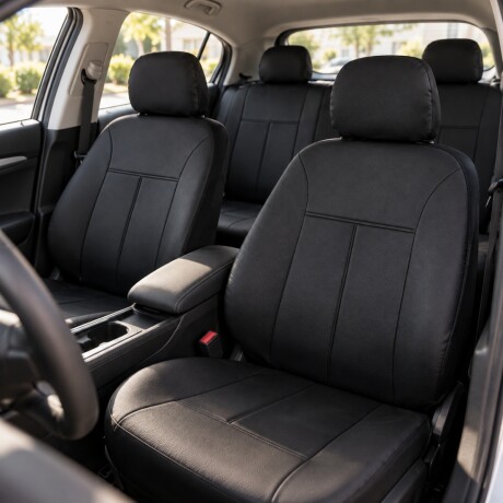 Juego de cubre asiento para autos en cuero ecológico NEGRO