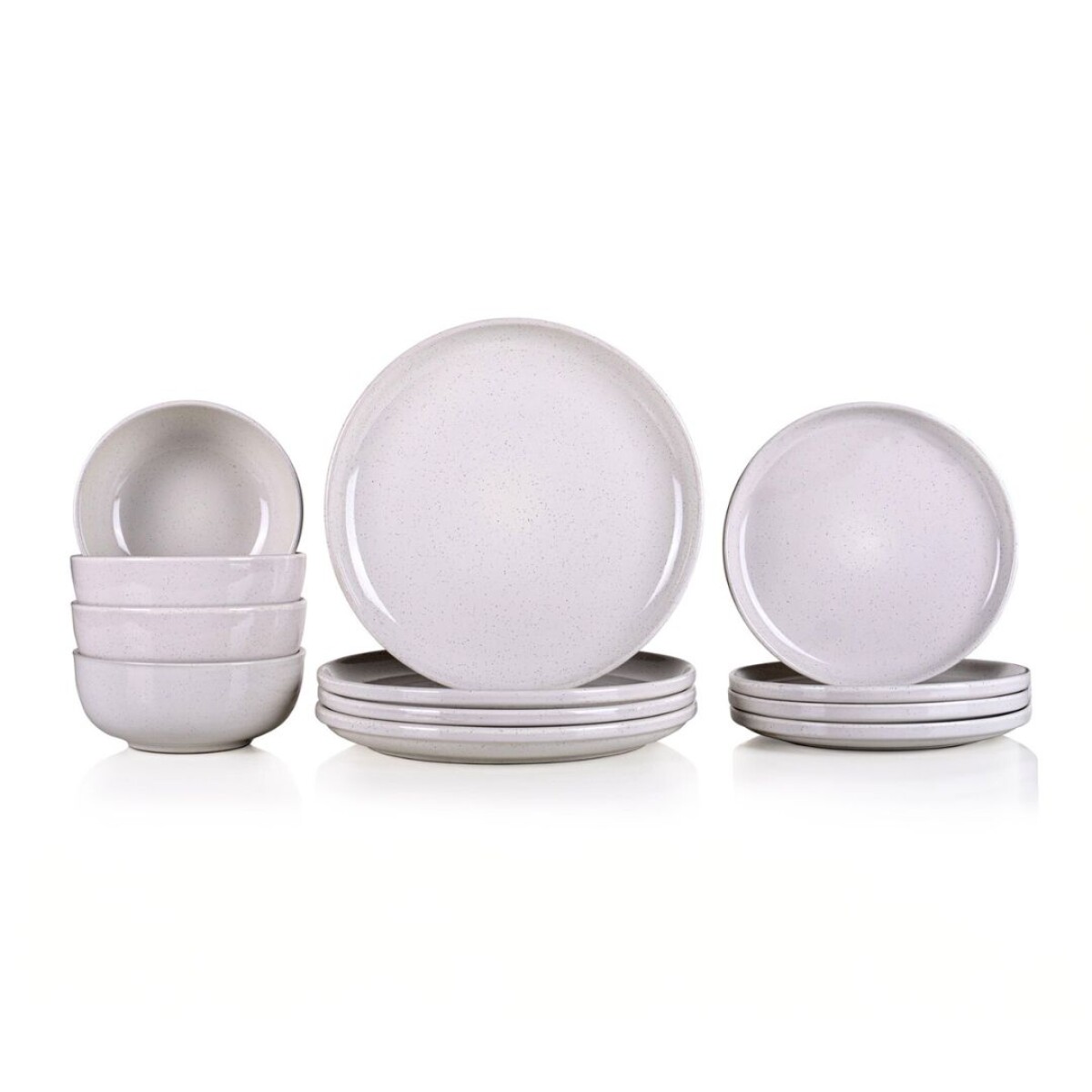 JUEGO DE VAJILLA 12 PIEZAS BLANCO MARMOLADO 