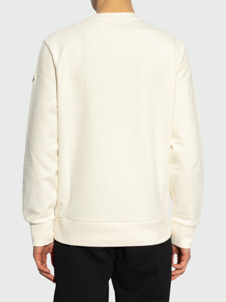 Moncler - Sudadera de Algodón con Logotipo Bordado Blanco
