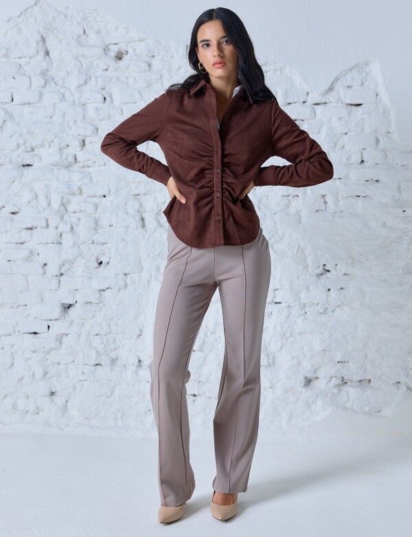 Camisa Suede Frunce MARRON