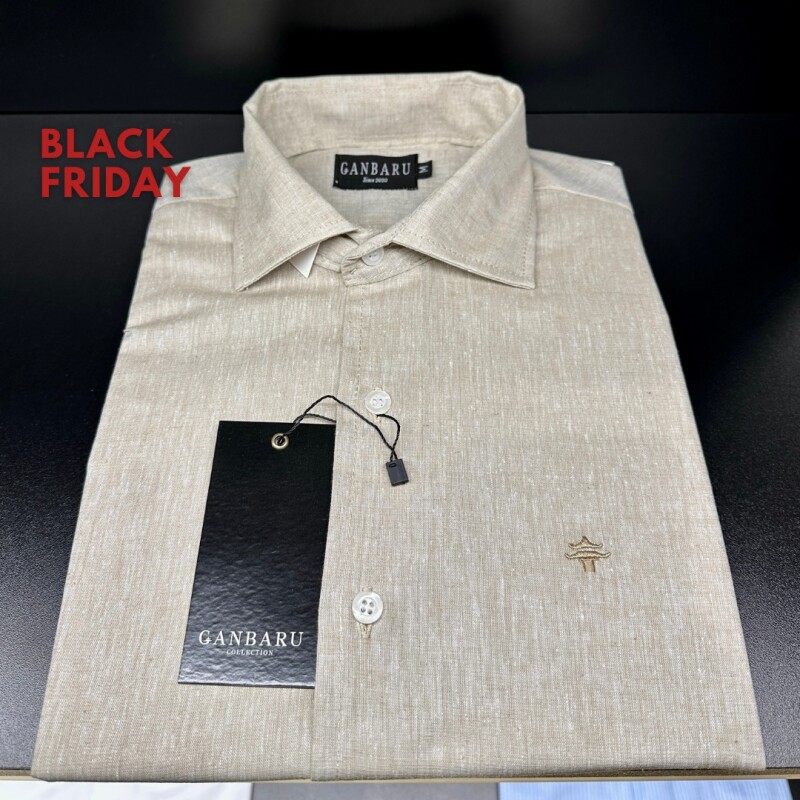 CAMISA DE LINO Beige jaspeado