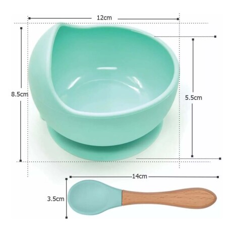 Set de Comida Bebé Irrompible en Silicona c/ Bowl y Cuchara Azul Grisáceo