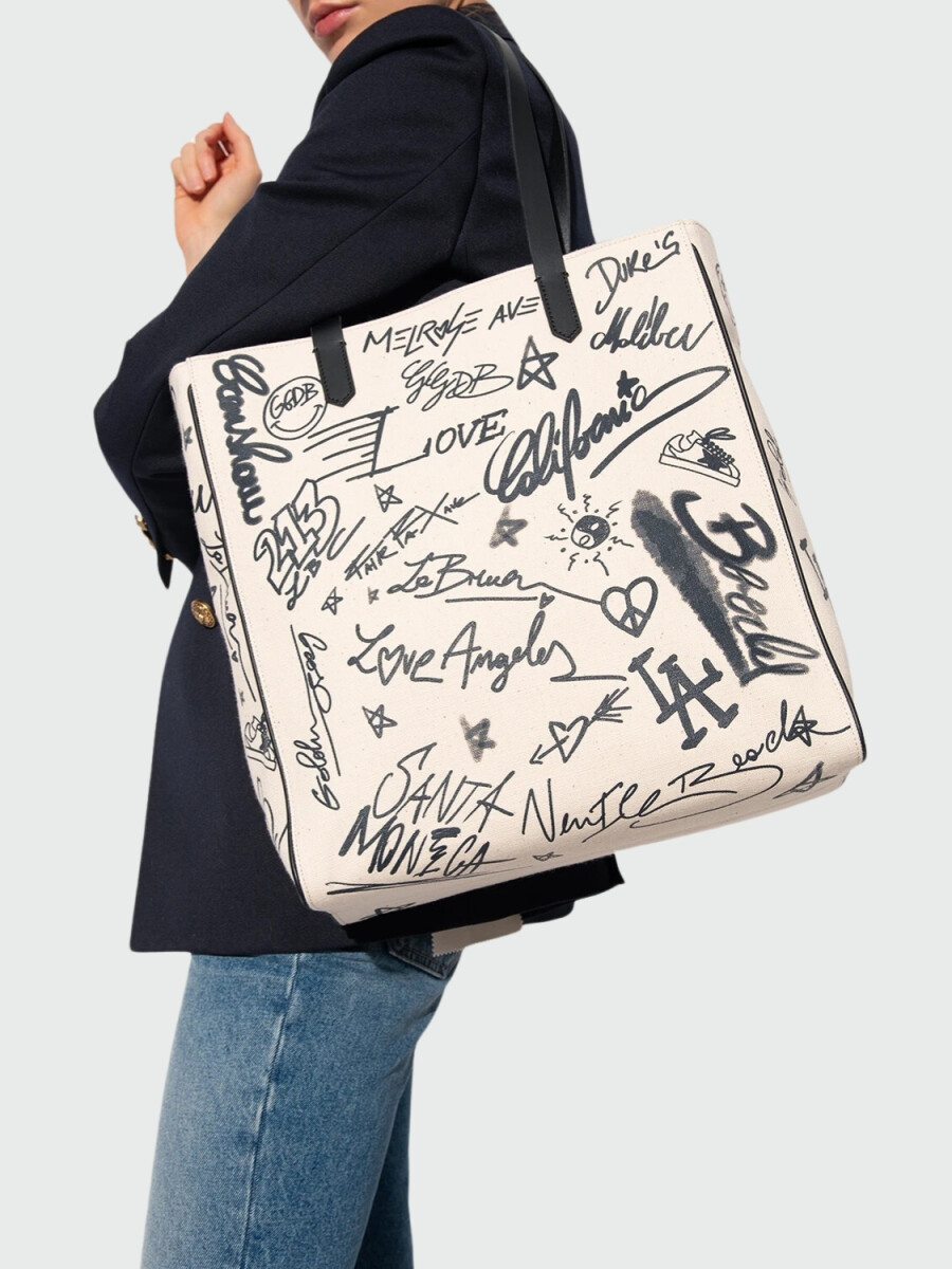 Golden Goose-Cartera de lona estampada, California - Blanco 