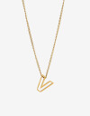 Cadena Corta con Dije Metal Collar Acero Inicial V - Dorado