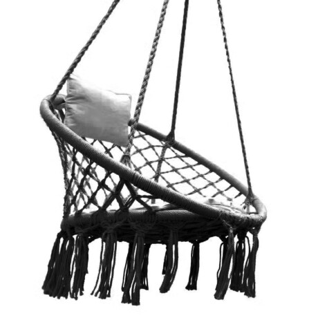 Hamaca Sillón Colgante Circular Macramé Algodón Negro