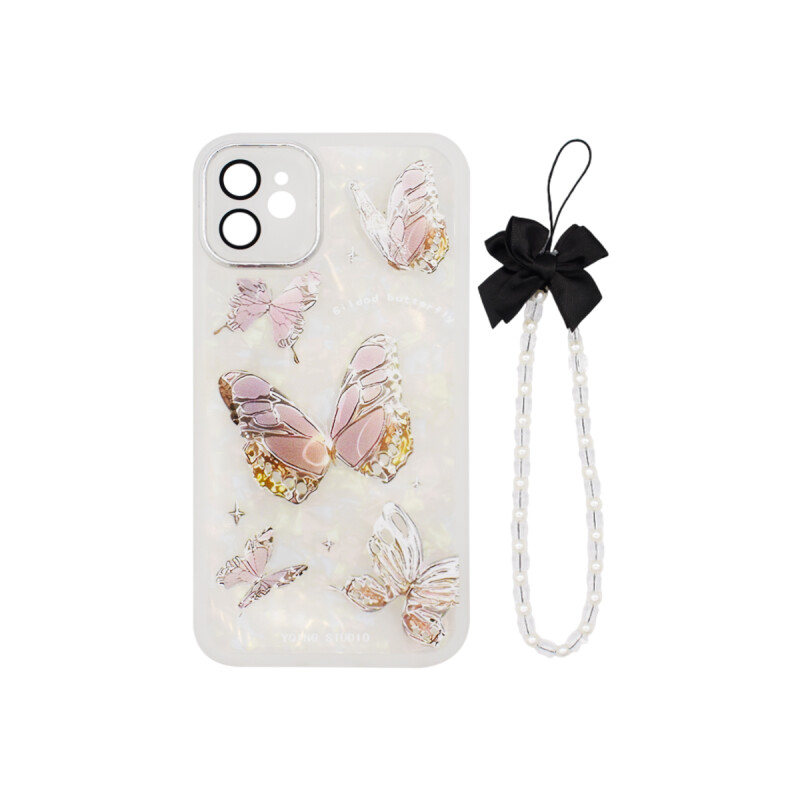 Protector para iPhone 11 diseño mariposas + correa Protector Para Iphone 11 Diseño Mariposas + Correa
