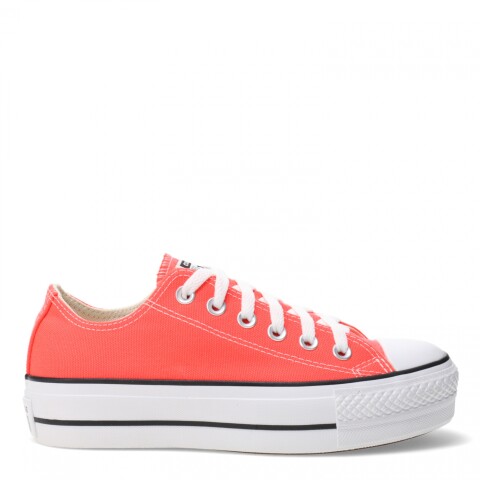 Championes de Mujer Converse - All Star Plataforma Chuck Taylor Lift Rojo Fuego - Negro - Blanco