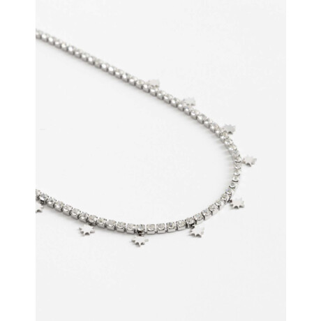 Collar Tennis De Acero Con Cubic Plateado