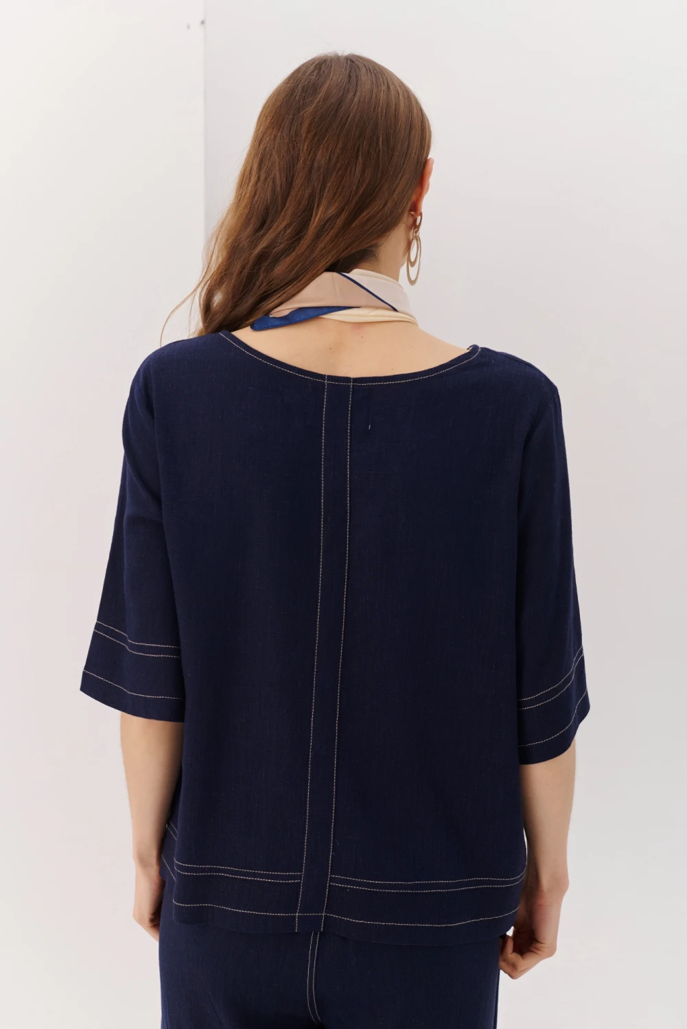 BLUSA LINO EVA azul marino 2