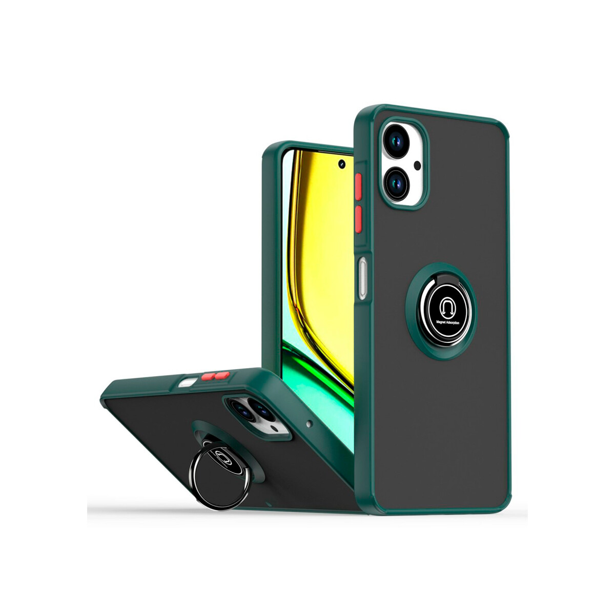 Protector para Samsung Galaxy A06 con anillo bordes verde 