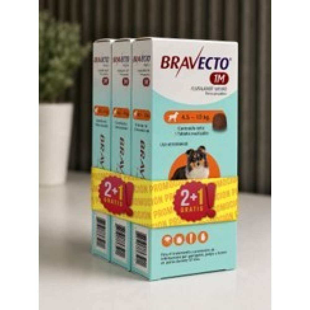 COMBO 2+1 BRAVECTO MENSUAL 4,5 A 10KG COMBO 2+1 BRAVECTO MENSUAL 4,5 A 10KG