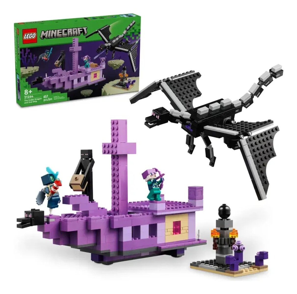 Lego Minecraft El Dragón Ender Y El Barco Del End 