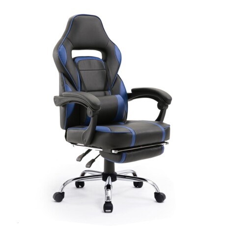 Silla Gamer Ergonómica Reclinable c/ Apoyapies y Posabrazos Negro/azul