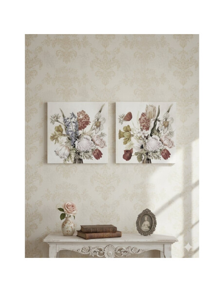 CUADRO CANVAS 30x30cm FLORES BEIGE 2 CUADRO CANVAS 30x30cm FLORES BEIGE 2