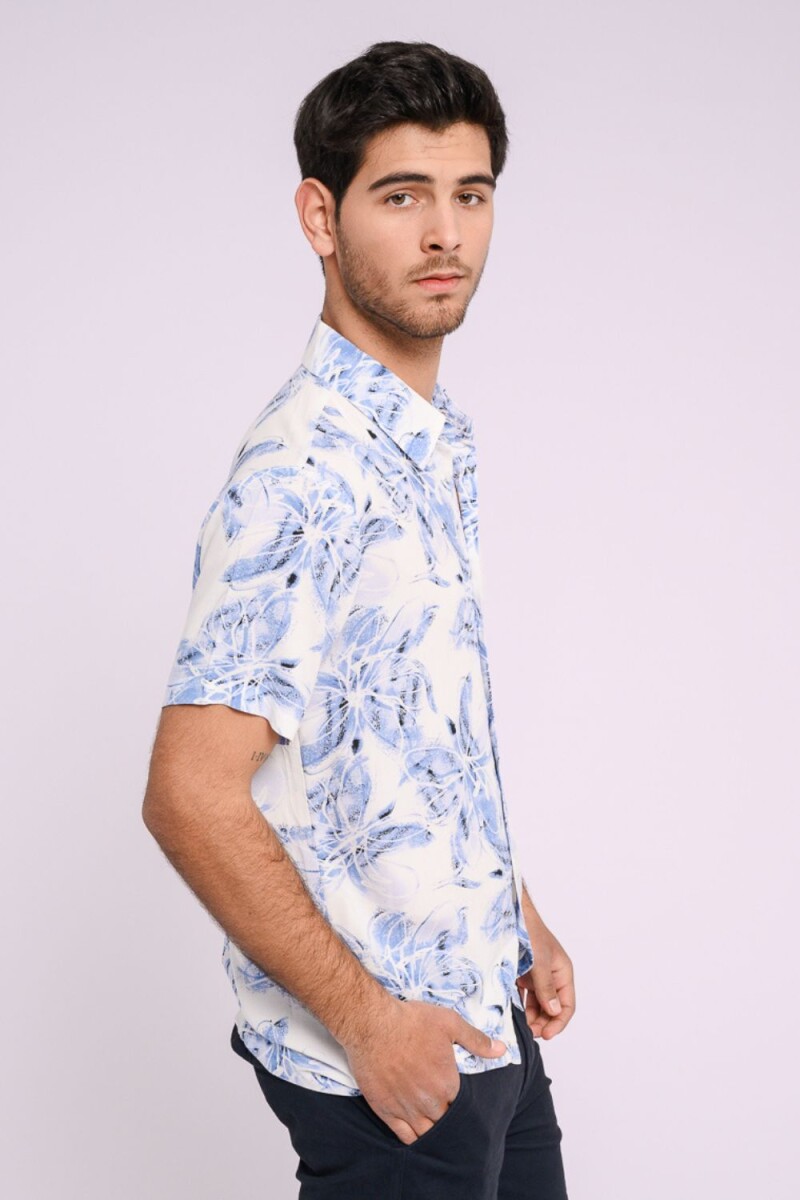 Camisa estampada Flores azul