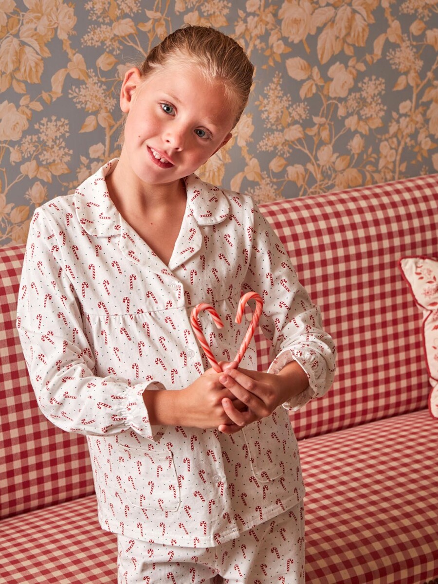 Pijama Estampado Elefantitos Blanco Roto