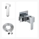 Juego Completo De Ducha Higienica Cuadrada, Mezcladora (Agua Fria Y Caliente) De Empotrar Y Flexible De Acero Inox. Aqualia 000