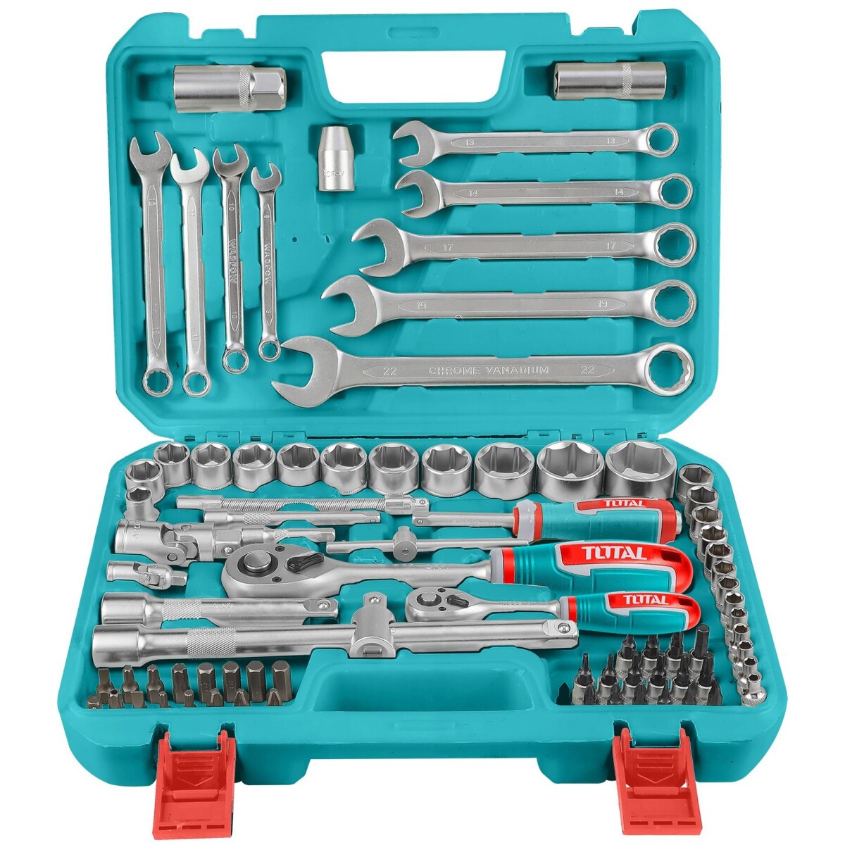 Juego De Dados Y Llaves Crique 1/4" Y 1/2" - 82 Piezas 