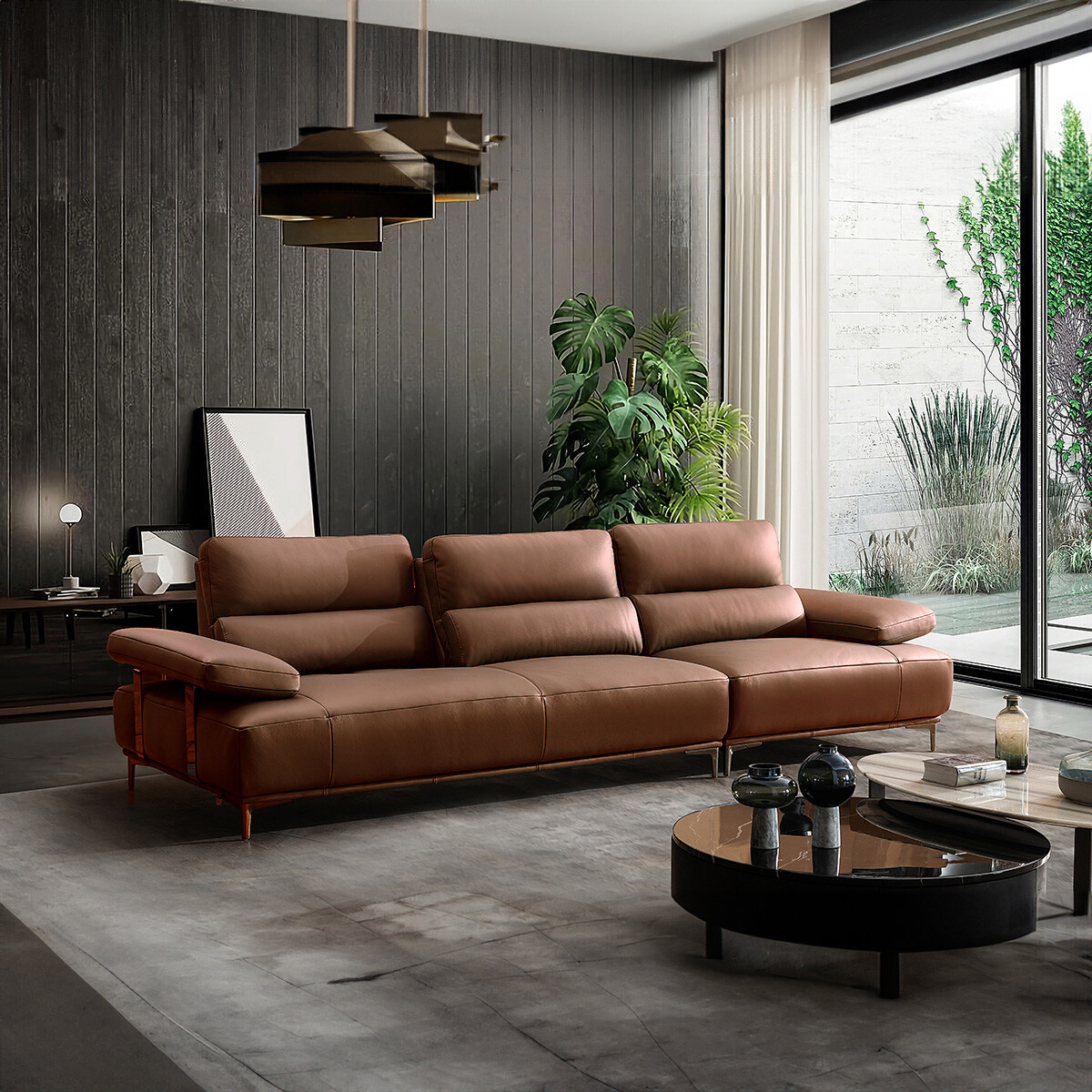Sofá eléctrico LUXURY Marrón 4 CUERPOS 