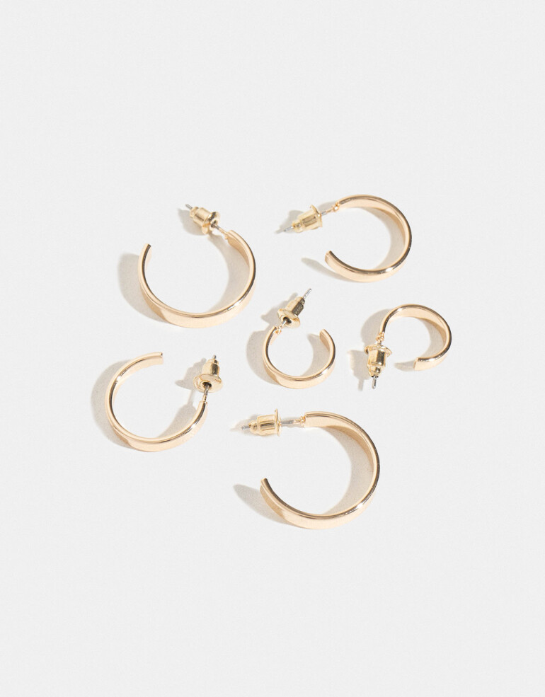 Aros Argollas Set Metal Set De Argollas - Dorado
