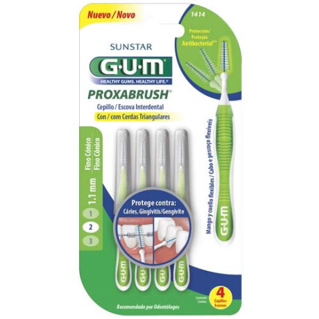 GUM CEPILLO INTERDENTAL CÓNICO ULTRAFINO INTERPROXIMAL 1414 1.1mm 4 UNIDADES GUM CEPILLO INTERDENTAL CÓNICO ULTRAFINO INTERPROXIMAL 1414 1.1mm 4 UNIDADES