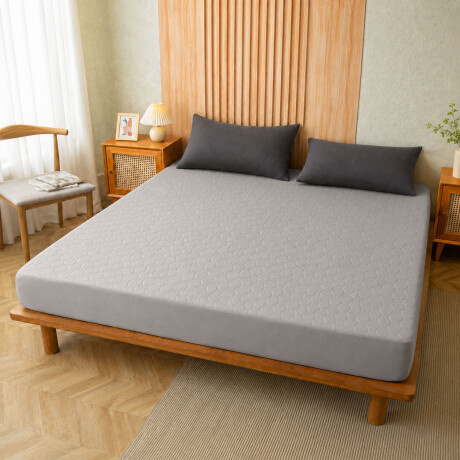 Protector Cubre Colchón Pillow Impermeable 200x200cm Gris