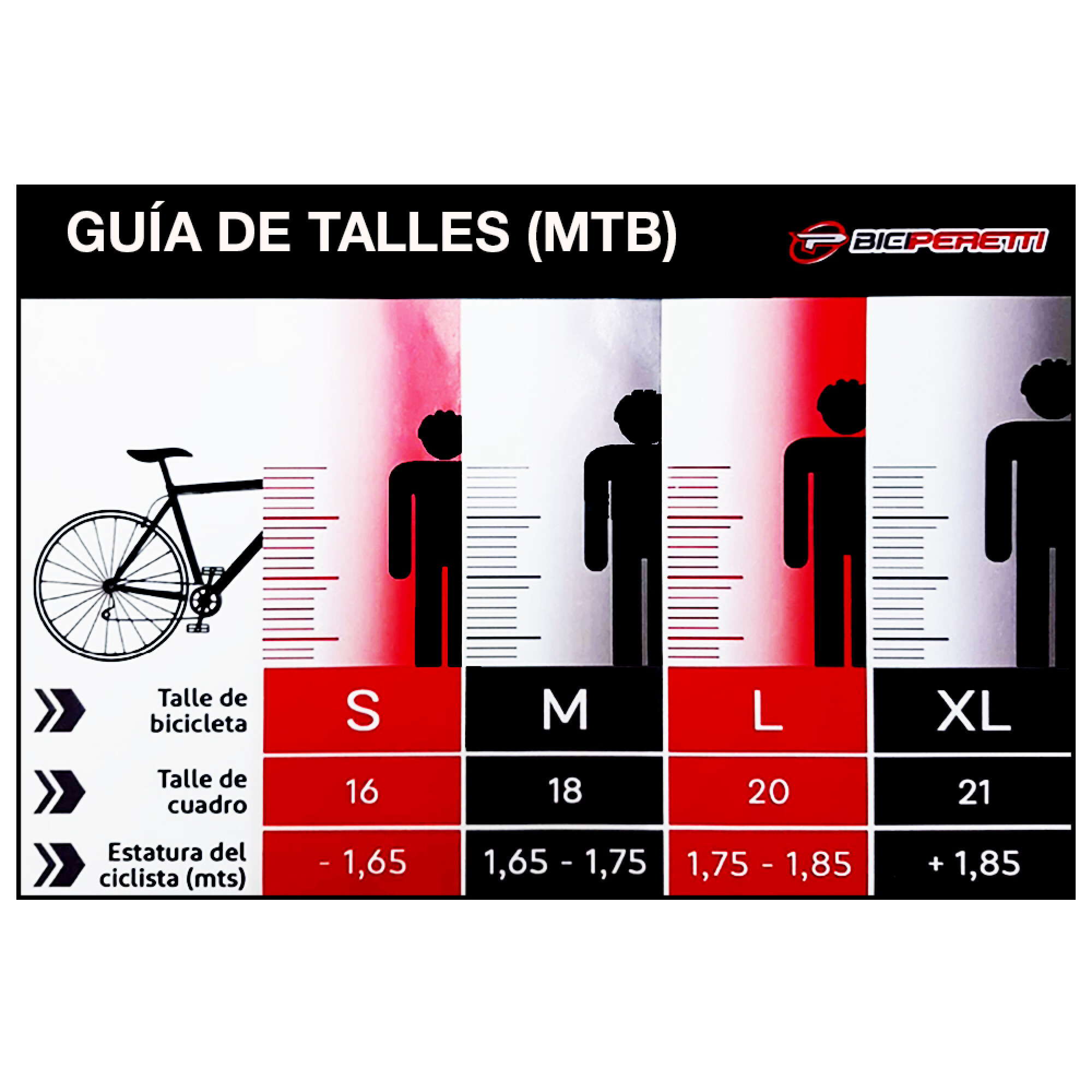 Rodado bicicleta por best sale altura