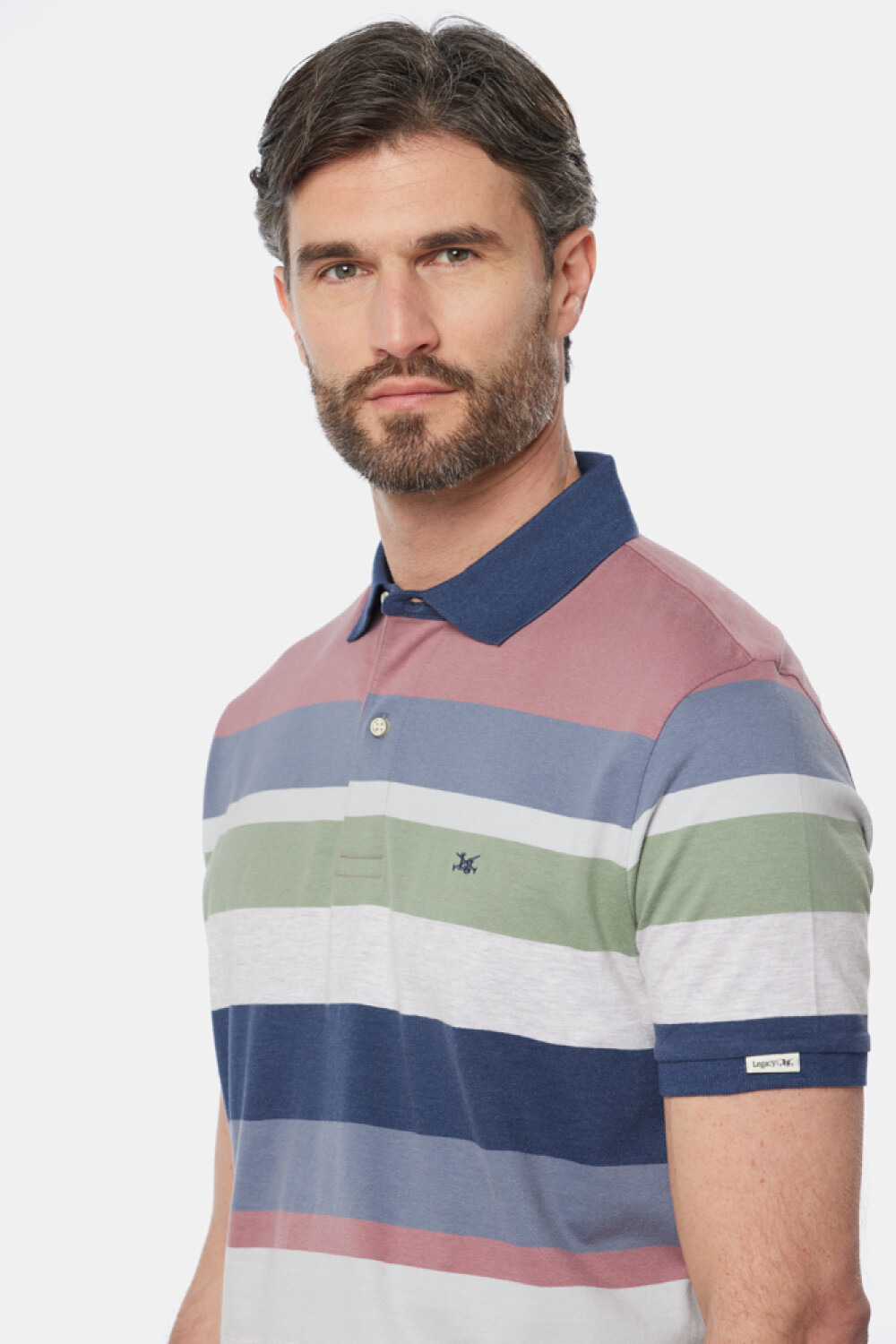 REMERA POLO JERSEY RAYADA Rosado
