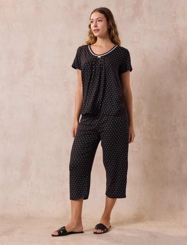 Pijama C/capri NEGRO/BLANCO