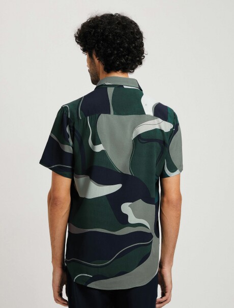 CAMISA MASCULINA ESTAMPADA VERDE