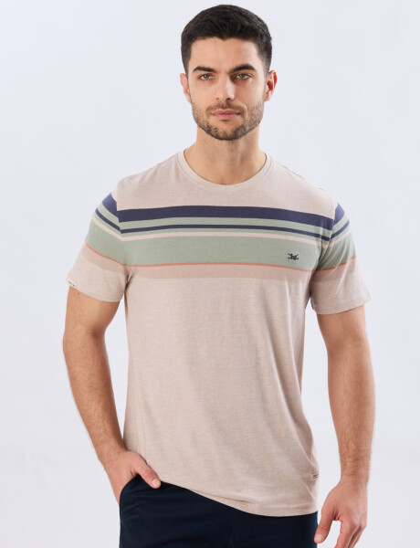REMERA RAYADA DE ALGODÓN Beige