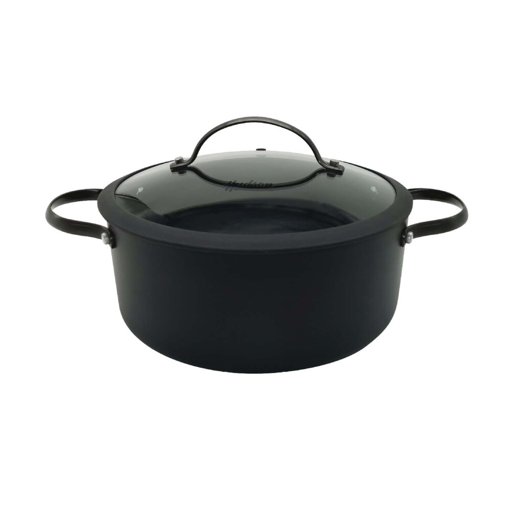 CACEROLA C/ANTIADHERENTE ALUMINIO NEGRO TAPA Y ASA